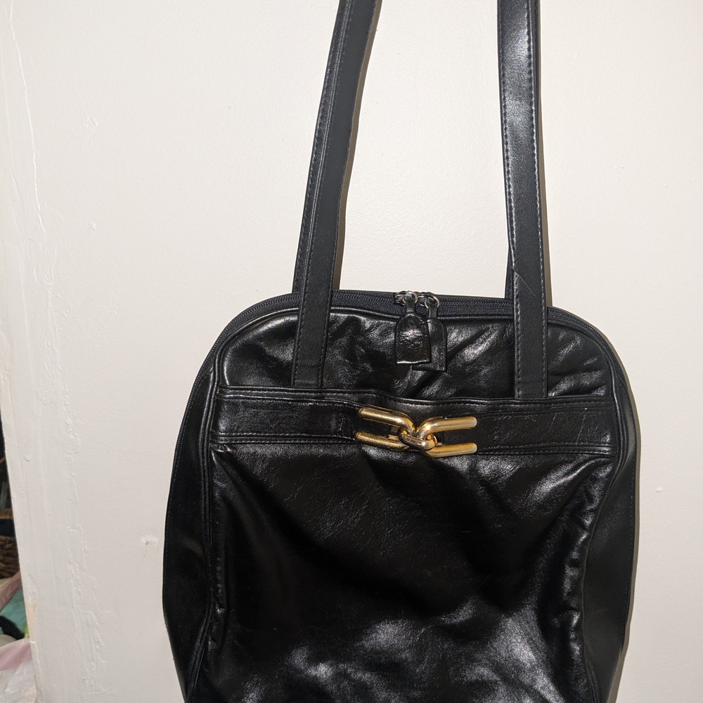 Elegant Black Leather Tote Bag